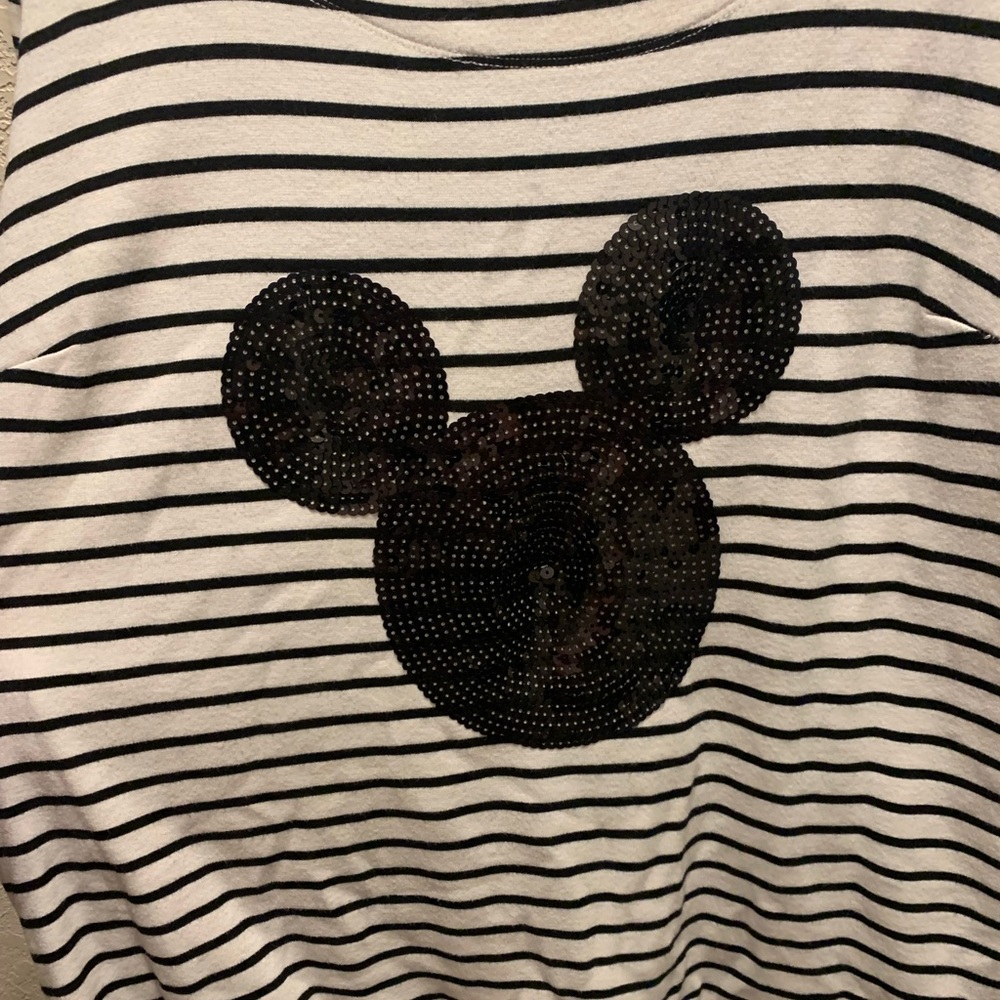 Torrid black and white stripe Mickey sequence top